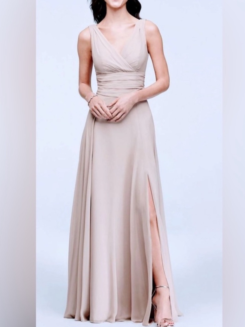DB Studio Sleeveless V-Neck Chiffon Evening Gown Bridesmaid Wedding Dress 14